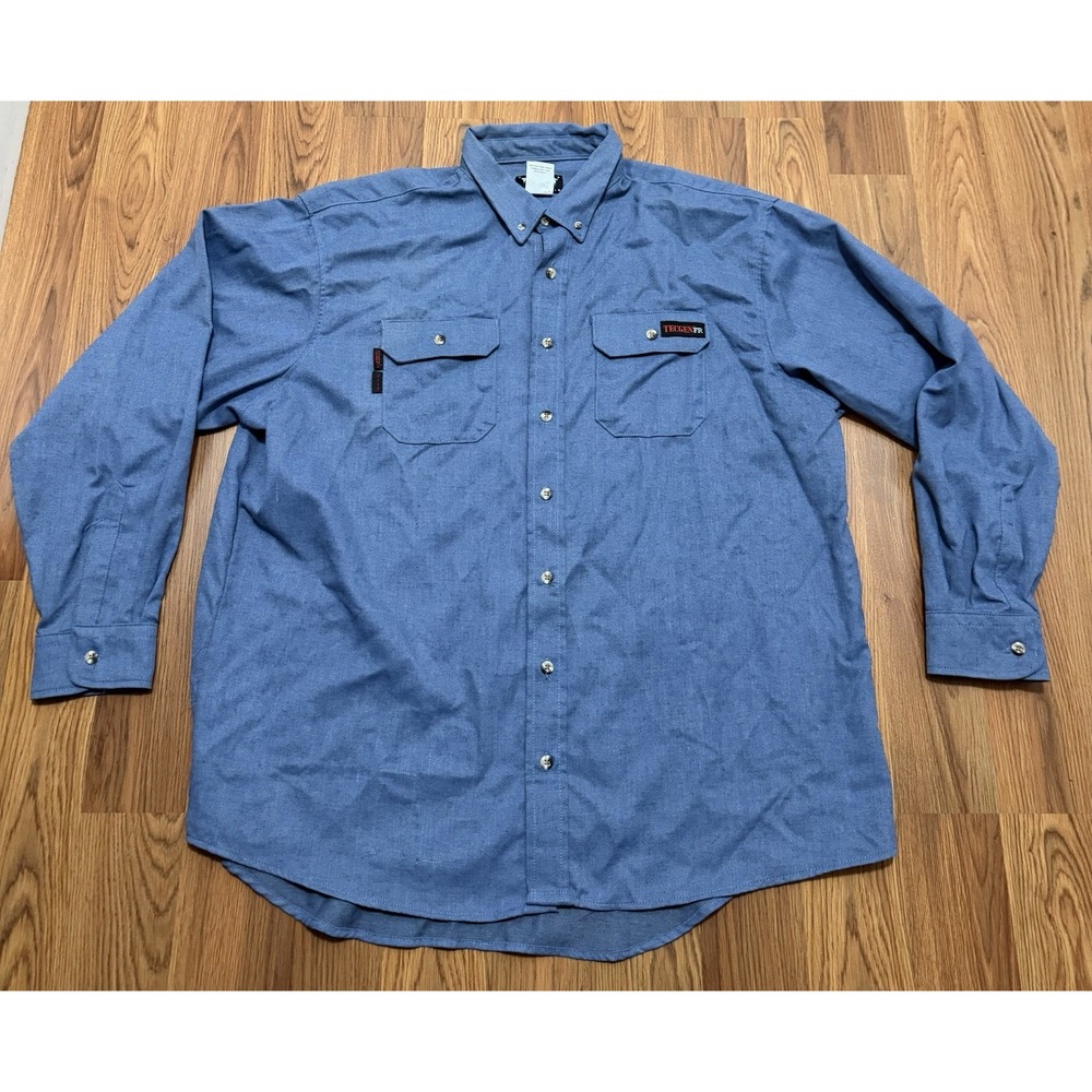 Tecgen Select FR Work Shirt Mens 2XL NFPA 2112 ATPV 8.0 Blue